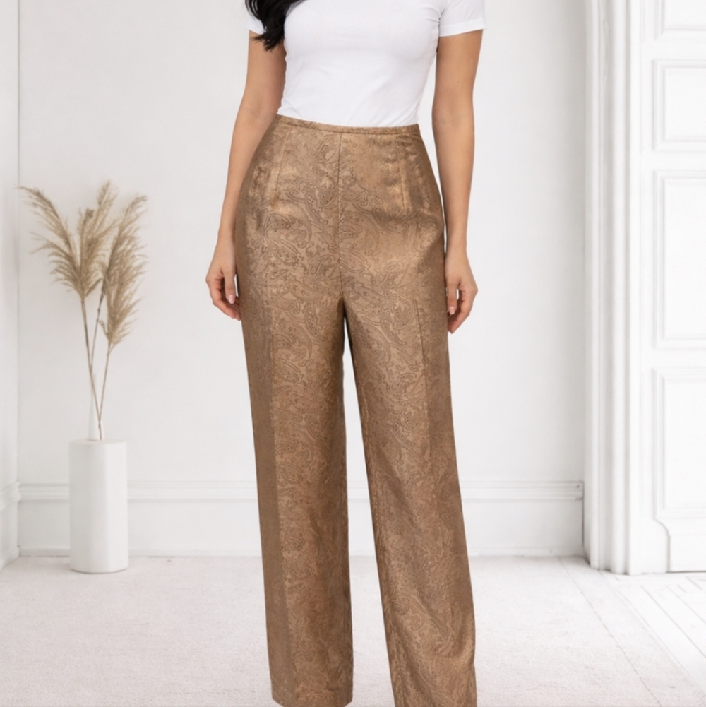 Vintage Travis Ayers Gold Paisley Silk Trousers